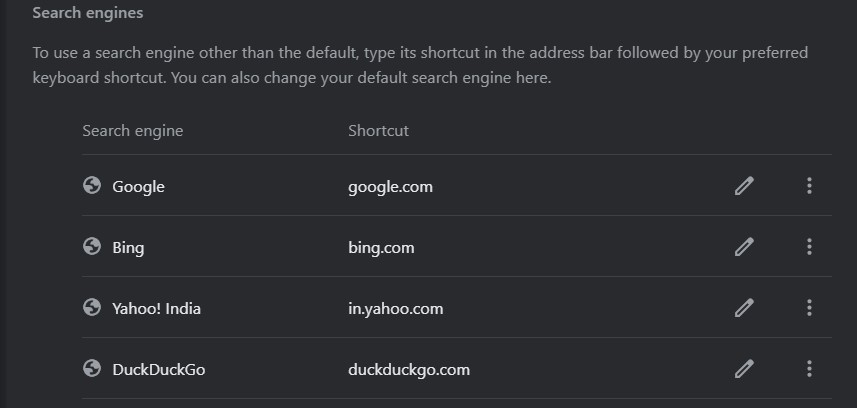 Search engine shortcut